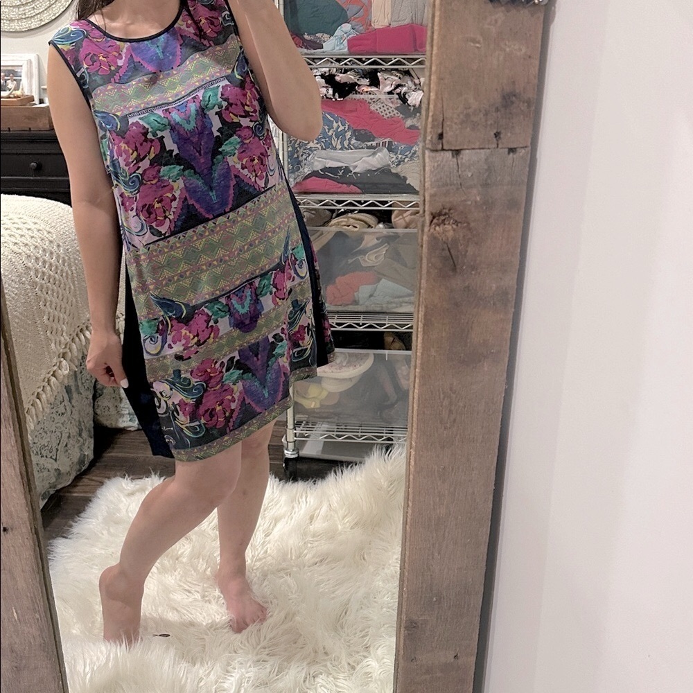 Anthropologie Kachel silk floral sleeveless dress size 12